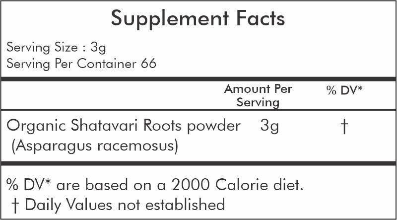 Organic shatavari powder 200 gm - ingredient