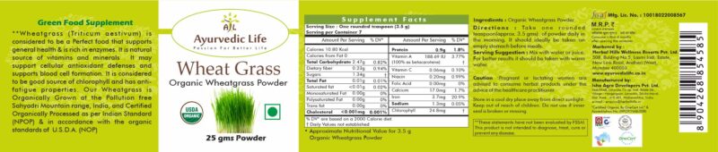 wheatgrass 25 gm - label