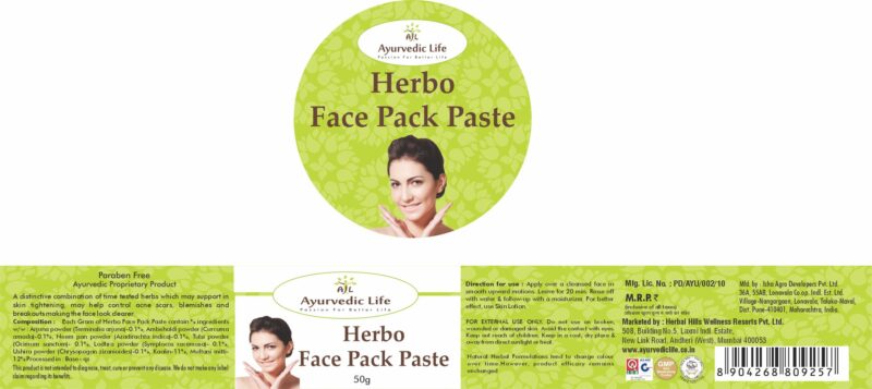 face pack paste label